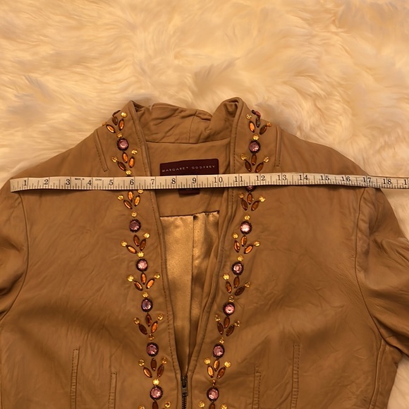 MARGARET GODFREY Crinkled Jeweled Leather Coat NWOT - Picture 9 of 12